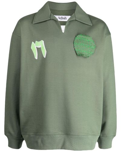 Adish Sweatshirt mit Poloshirtkragen - Grün