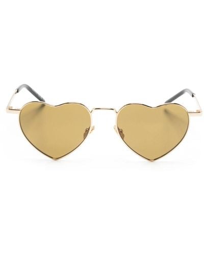 Saint Laurent Loulou Heart-frame Sunglasses - Natural