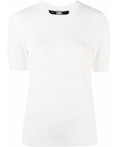 Karl Lagerfeld オールオーバーロゴ Tシャツ - ホワイト