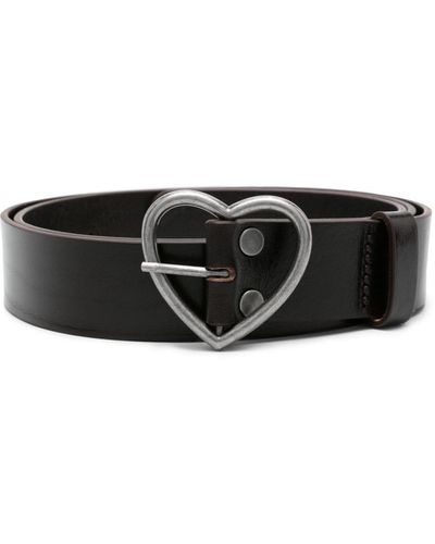 Martine Rose Heart-buckle Leather Belt - Black
