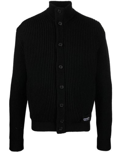 Prada Ribbed-knit Virgin-wool Cardigan - Black