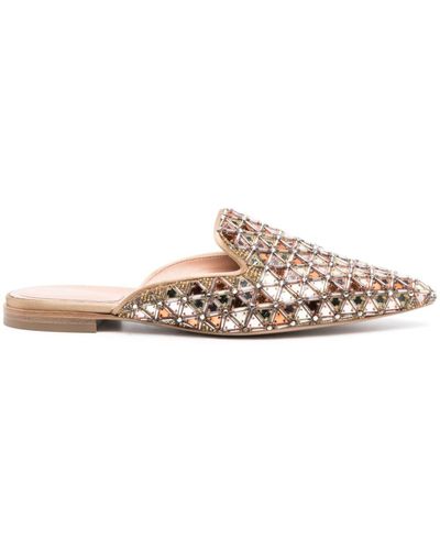 Alberta Ferretti Geometric-design Mirrored-finish Slippers - White