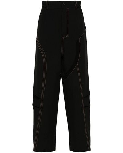 Feng Chen Wang Pantalones con costuras en contraste - Negro