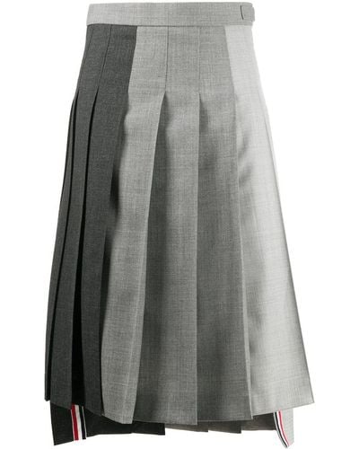 Thom Browne Fun-mix Pleated Wool Skirt - Gray