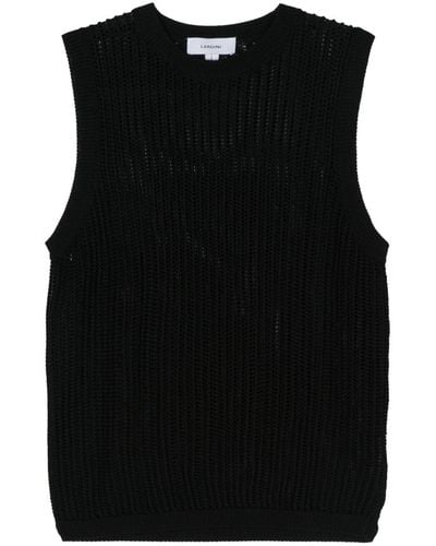 Lardini Open-knit Cotton Vest - Black