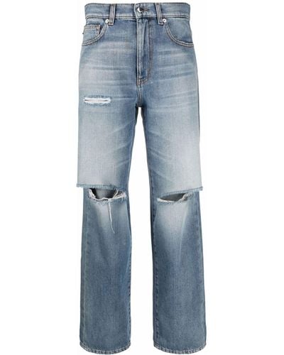 Love Moschino Distressed Straight-leg Jeans - Blue