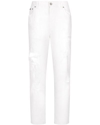 Dolce & Gabbana Gerade Jeans im Distressed-Look - Weiß