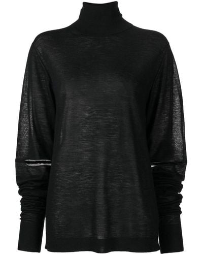 Helmut Lang Slit-detail Roll Neck Sweater - Black