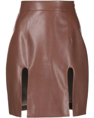 Aleksandre Akhalkatsishvili Slit-detail Faux Leather Skirt - Brown