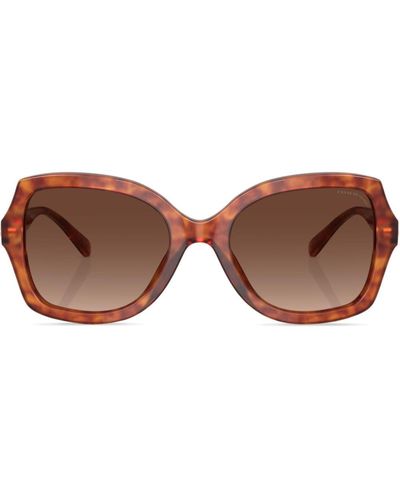 COACH Tortoiseshell-effect Butterfly-frame Sunglasses - Brown