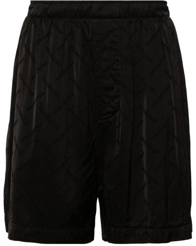 Balenciaga Logo-jacquard Satin Shorts - Black