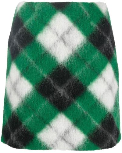 Opening Ceremony Check-print Mini Skirt - Green