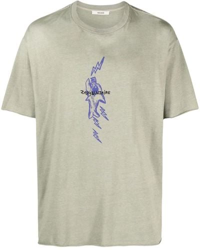 Zadig & Voltaire Thilo SJ Shark T-Shirt im Distressed-Look - Grün