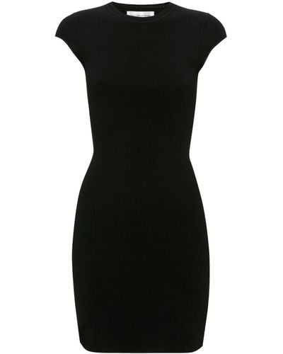 Victoria Beckham Cap-sleeve Knitted Minidress - Black