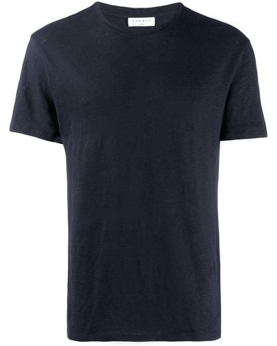 Sandro Round-neck Linen T-shirt - Blue