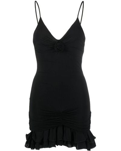 Blumarine Vestido corto sin mangas con apliques florales - Negro