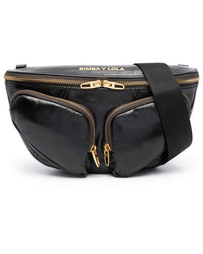 Bimba Y Lola Small Pocket Leather Crossbody Bag - Black