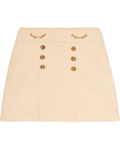 Gucci Button Detail A-line Mini Skirt - Natural