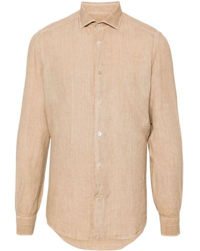 Eleventy Mélange Poplin Linen Shirt - Natural