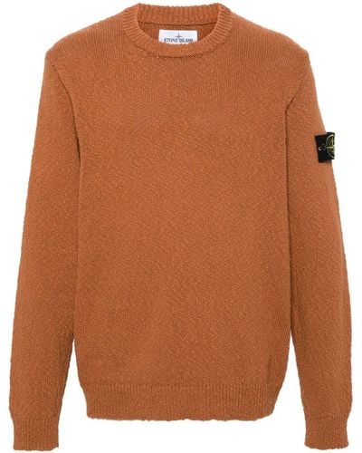 Stone Island Compass-badge Textured Sweater - Brown