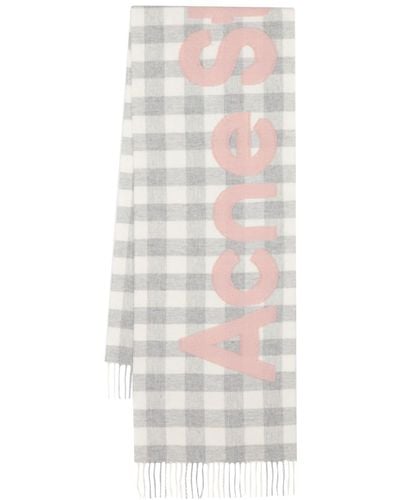 Acne Studios Logo-patch Checked Wool Scarf - White
