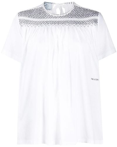 Prada T-shirt à coutures contrastantes - Blanc