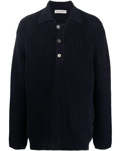 Our Legacy Ribbed-knit Cotton Jumper - Blue