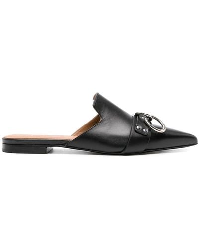 R13 Sid Harness Leather Mules - Black