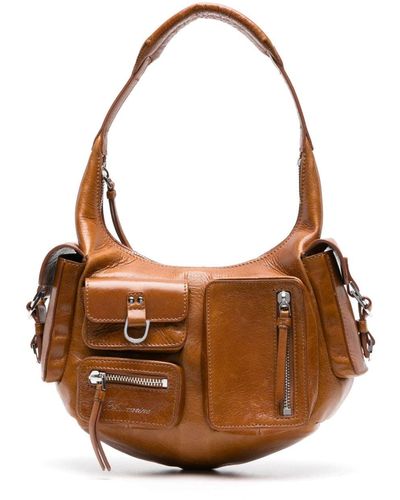 Blumarine Cargo Leather Shoulder Bag - Brown