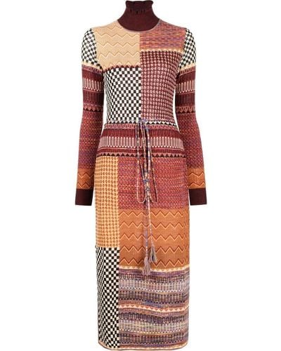 Ulla Johnson Almira Patchwork-print Knitted Dress - Red