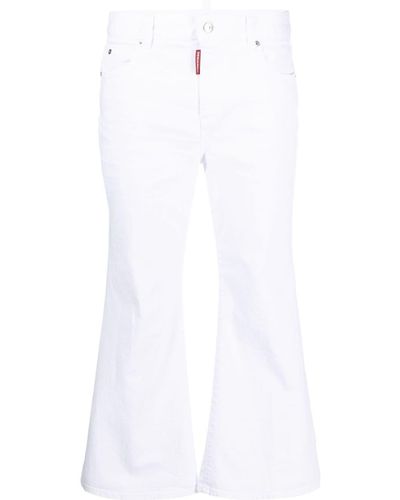 DSquared² Cropped Wide Leg Denim Jeans - White