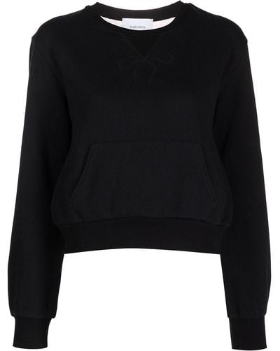 Marchesa Sweatshirt mit semi-transparentem Einsatz - Schwarz