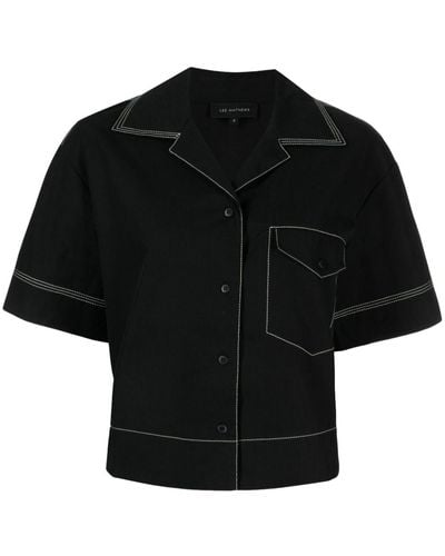 Lee Mathews Contrast-stitching Organic Cotton Shirt - Black