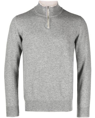 Eleventy Zipped Cashmere Sweater - Gray