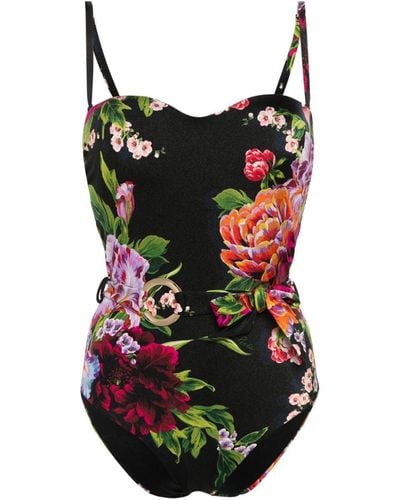 La Perla Badeanzug mit Blumen-Print - Schwarz