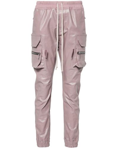 Rick Owens Coated Cotton Cargo Trousers - Pink