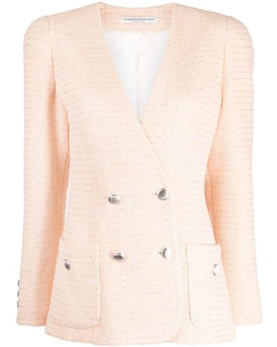 Alessandra Rich Sequin-embellished Tweed Blazer - Natural