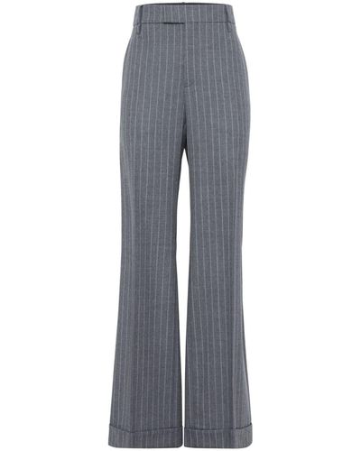 Brunello Cucinelli Pinstriped Wool Trousers - Grey