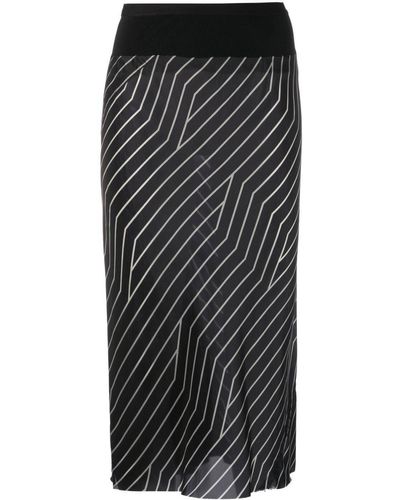 Rick Owens Multi-way Stripe Midi Skirt - Black