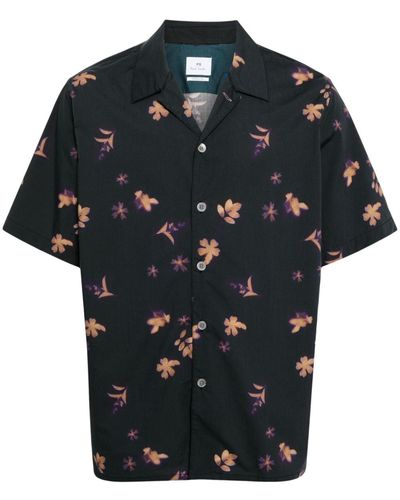 PS by Paul Smith Floral-print Cotton Shirt - Black