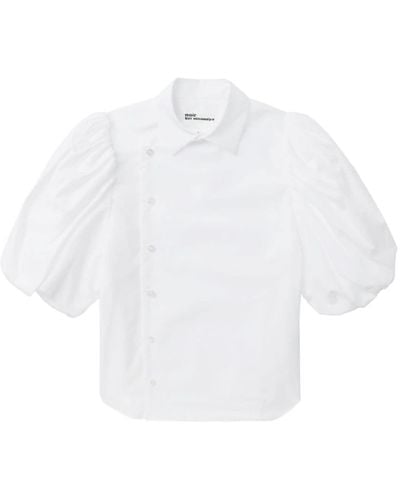 Noir Kei Ninomiya Off-centre-fastening Cotton Shirt - White