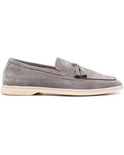 SCAROSSO Leandro Tassel-detail Suede Loafers - Gray