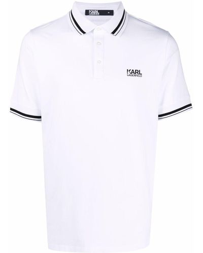 Karl Lagerfeld Logo-print Cotton Polo Shirt - White