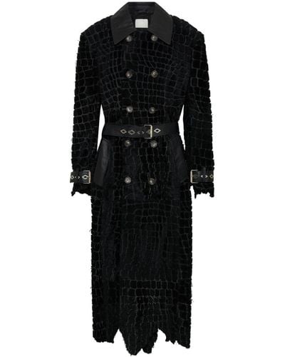 Dion Lee Crocodile-effect Double-breasted Coat - Black