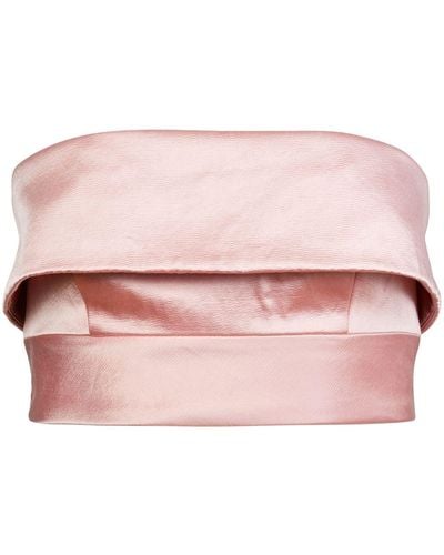 Fleur du Mal Cropped Strapless Silk Top - Pink