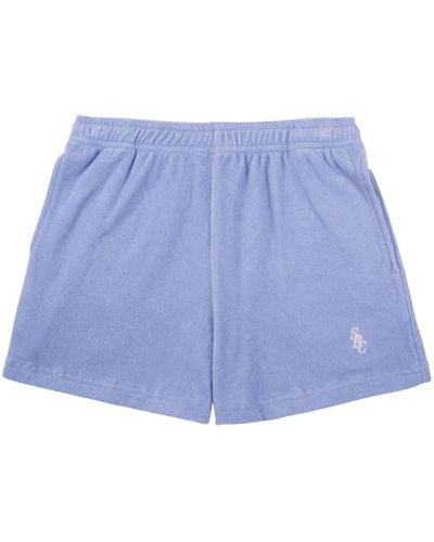 Sporty & Rich Pantalones cortos con logo bordado - Azul