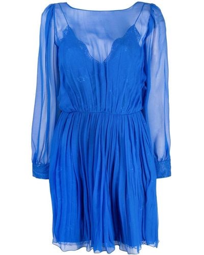 Alberta Ferretti Vestido corto a capas - Azul