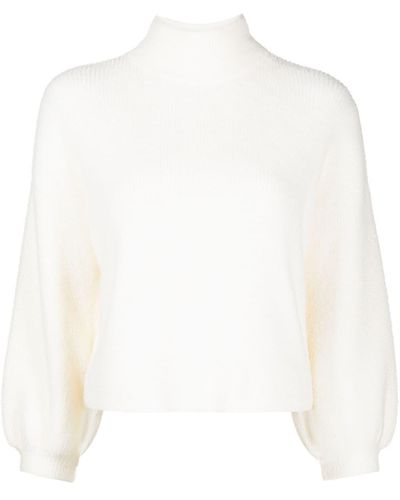 Michelle Mason Mock Neck Textured Sweater - White