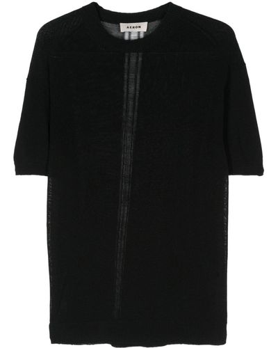 Aeron Pliny Semi-sheer Knitted T-shirt - Black