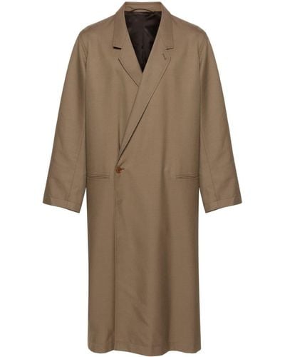 Lemaire Asymmetric Twill Coat - Natural